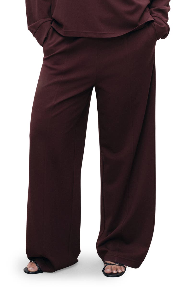 MANGO Florida Elastic Waist Pants, Alternate, color, Burgundy