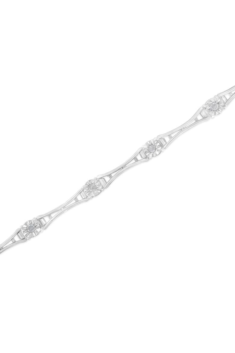 Silver 1/4 Cttw Diamond Miracle-Set Flared-Bar Link-Style Tennis Bracelet, Alternate, color, White