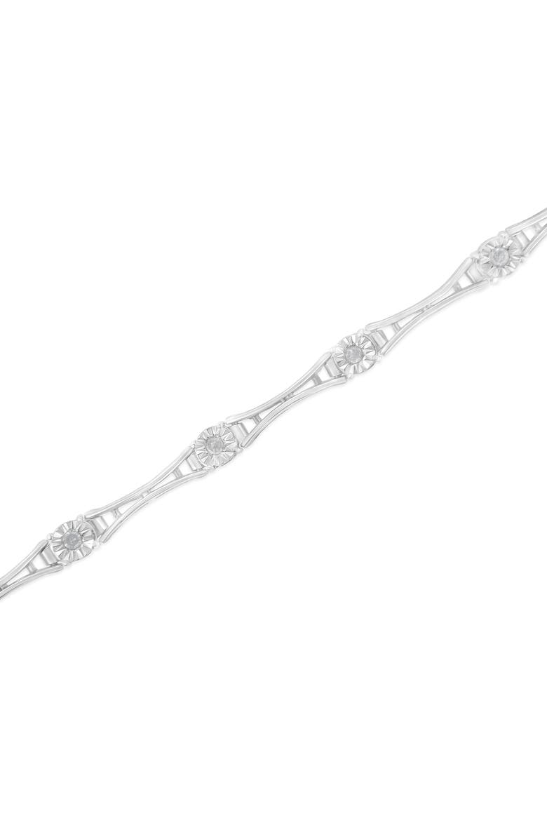 Haus of Brilliance Silver 1/4 Cttw Diamond Miracle-Set Flared-Bar Link-Style Tennis Bracelet, Alternate, color, White