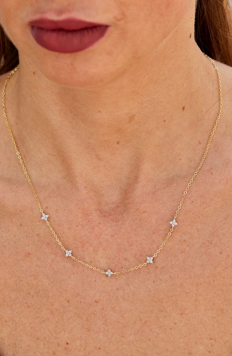 SAVVY CIE JEWELS Crystal Station Necklace, Alternate, color, Gold