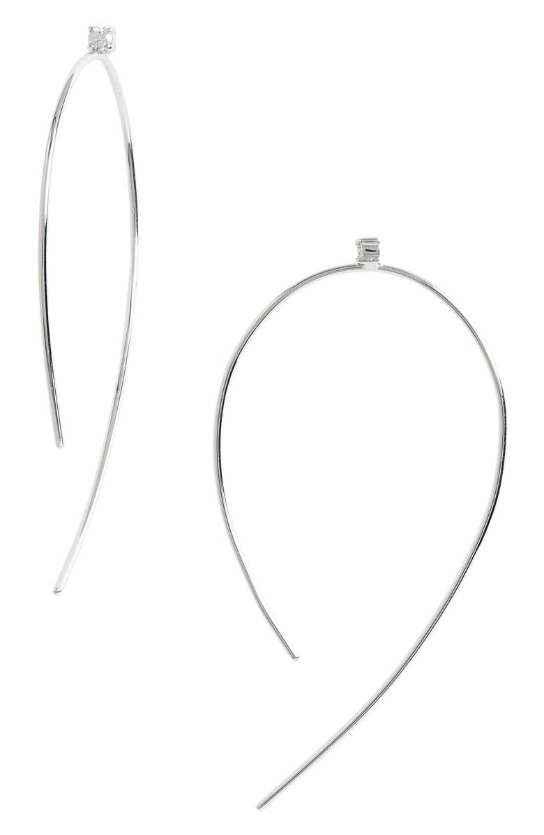LANA Hooked on Hoops Diamond Earrings, Main, color, 14K White Gold