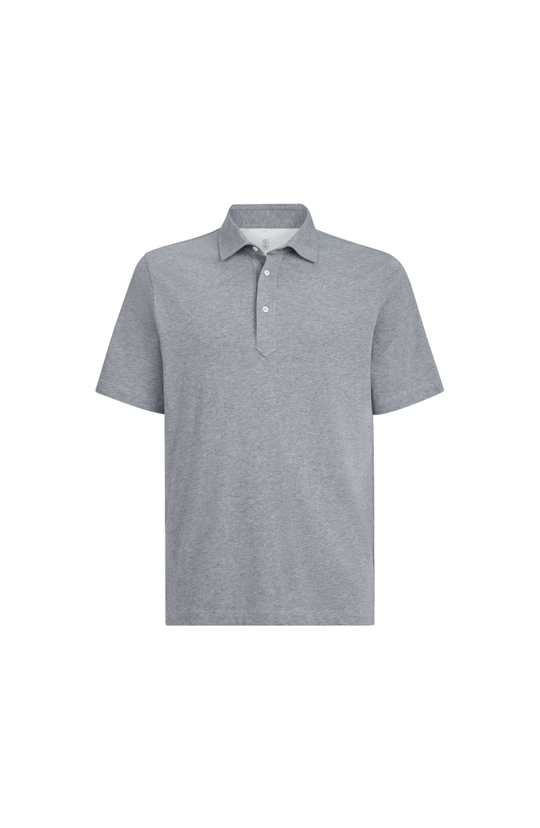 Brunello Cucinelli Polo with shirt collar, Main, color, Medium Grey