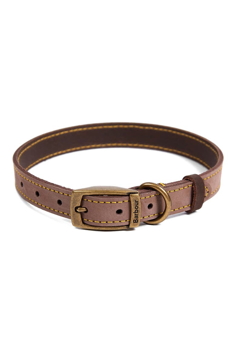 Leather Dog Collar, Main, color, BROWN