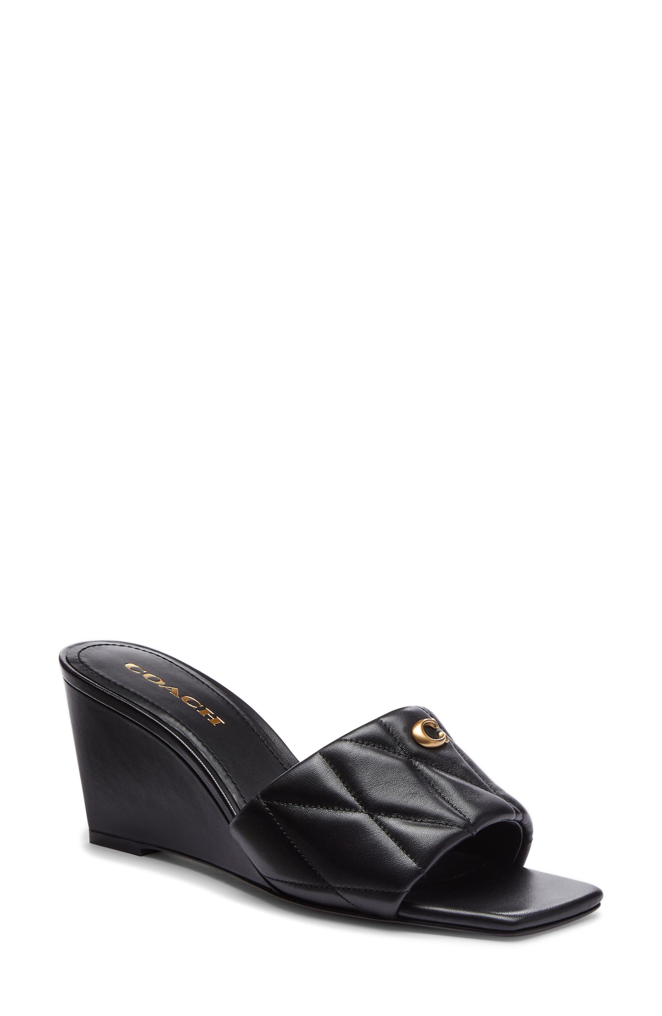 COACH Emma Quilted Wedge Slide Sandal, Main, color, 
