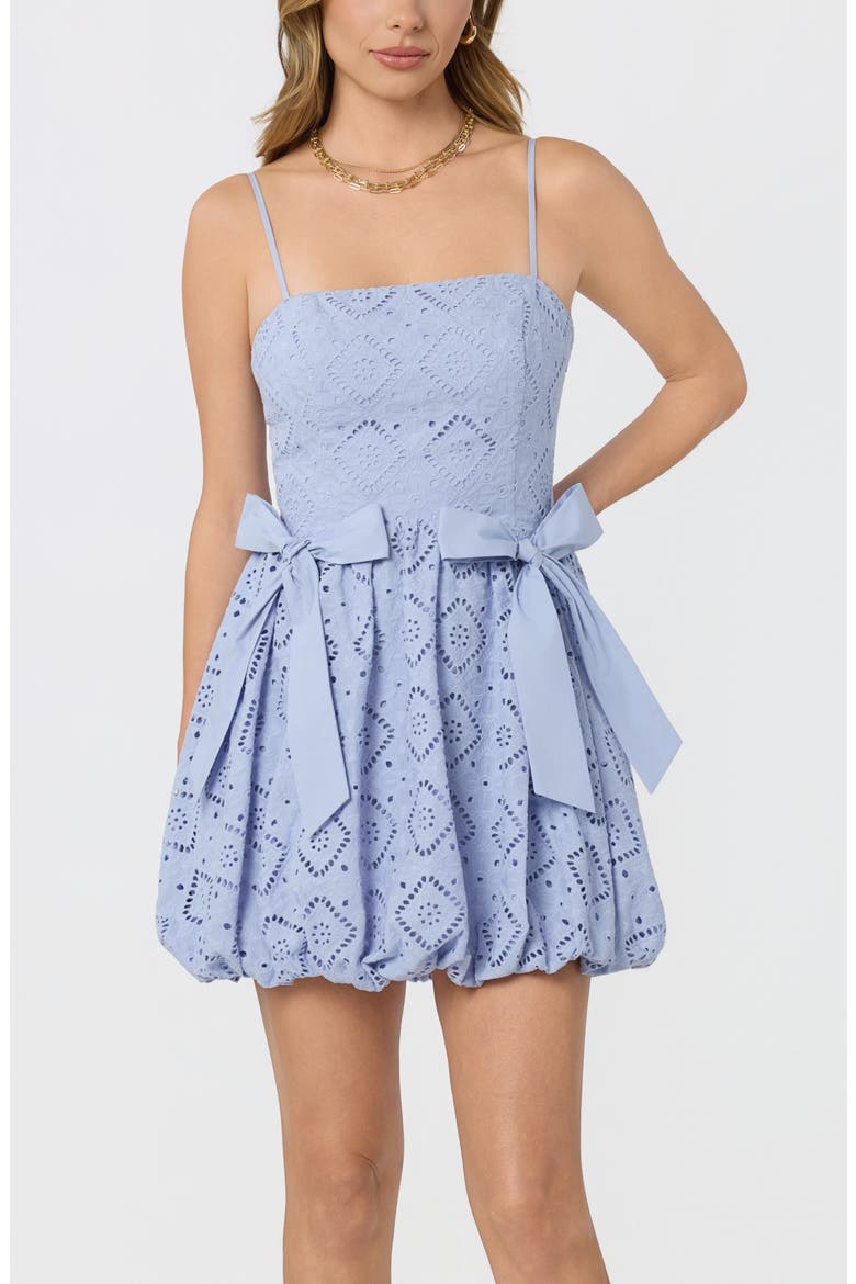 Aislinn Eyelet Bubble Hem Minidress, Alternate, color, DUSTY BLUE