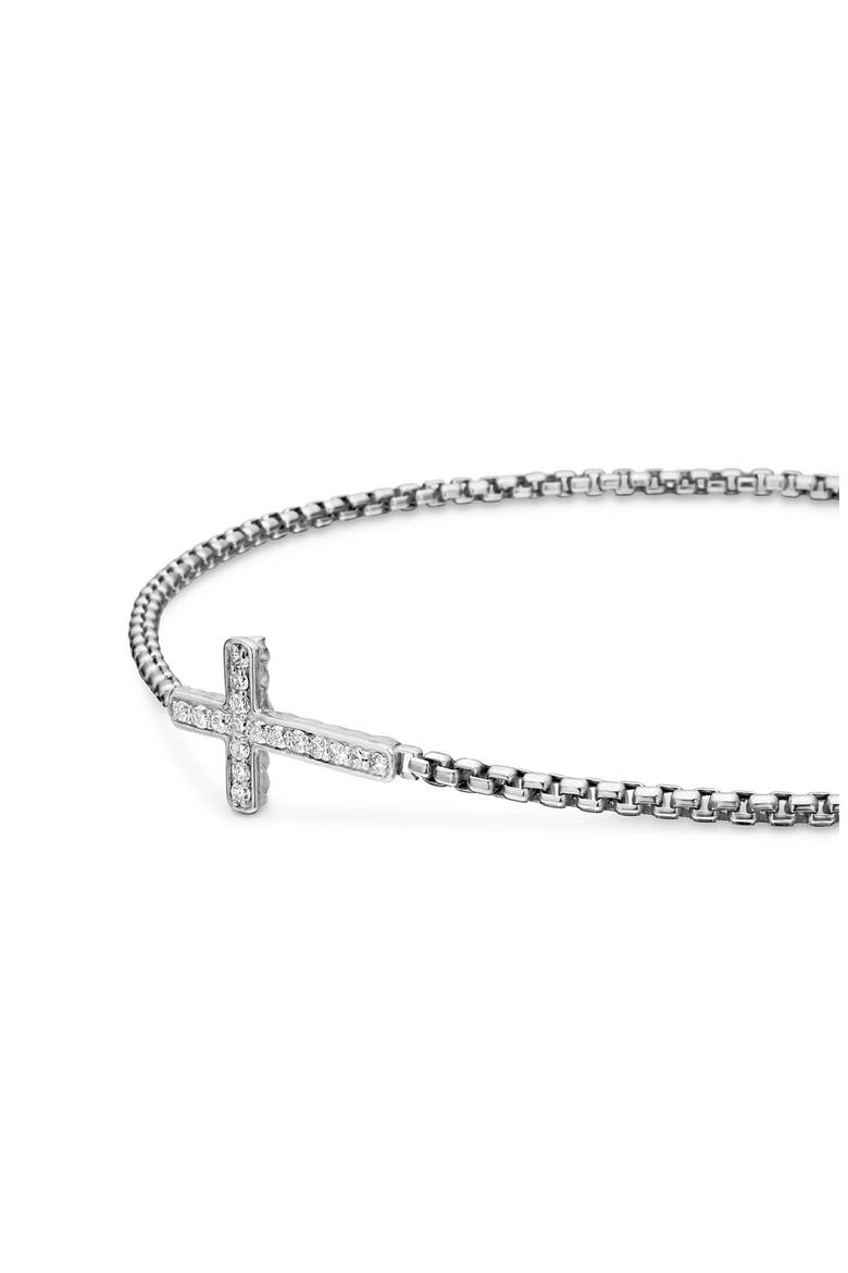 Petite Pavé Sideway Cross Slider Bracelet, Alternate, color, SILVER PAVE