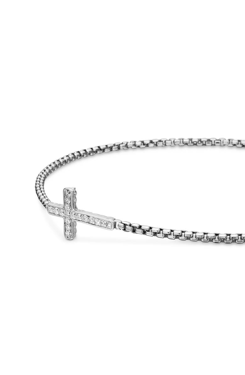 David Yurman Petite Pavé Sideway Cross Slider Bracelet, Alternate, color, Silver Pave