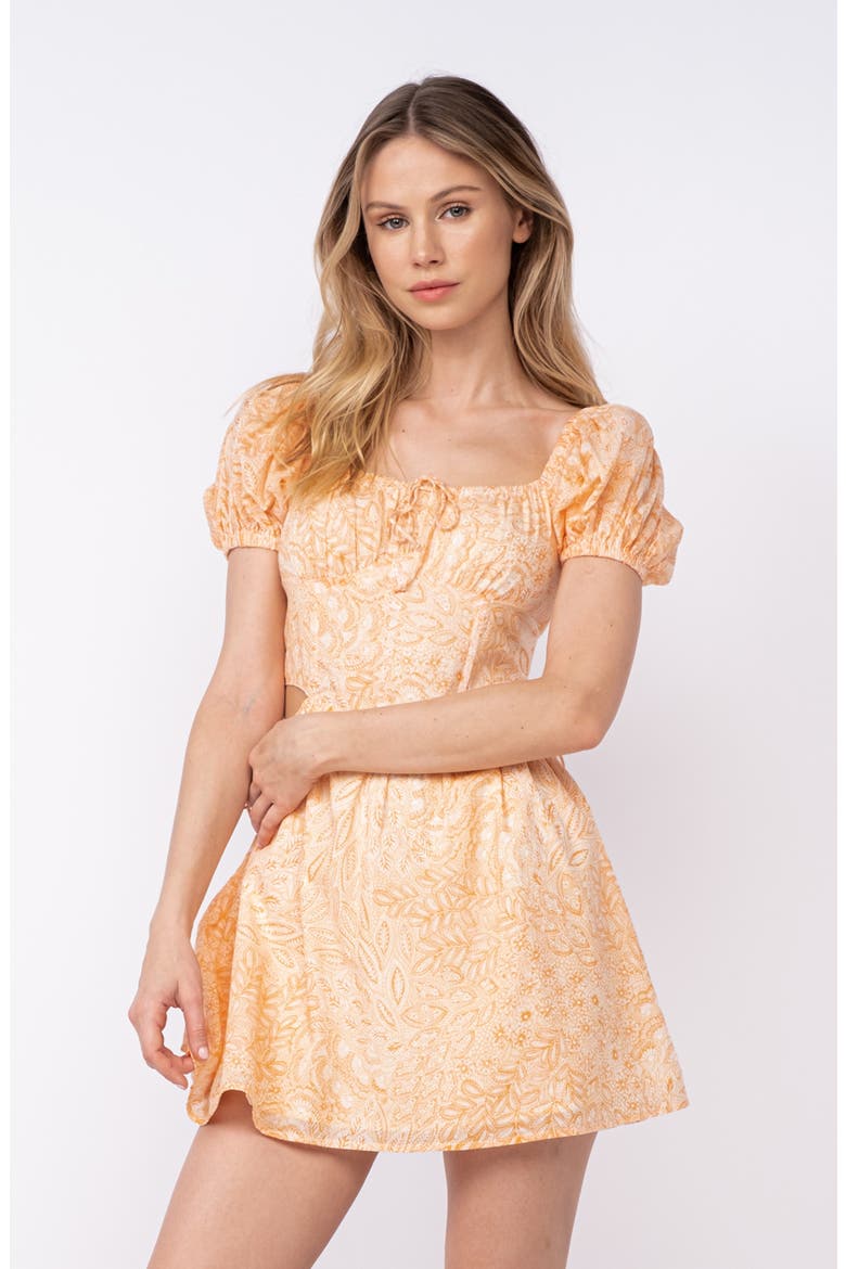 Boho Print Puff Sleeve Minidress, Alternate, color, LIGHT ORANGE