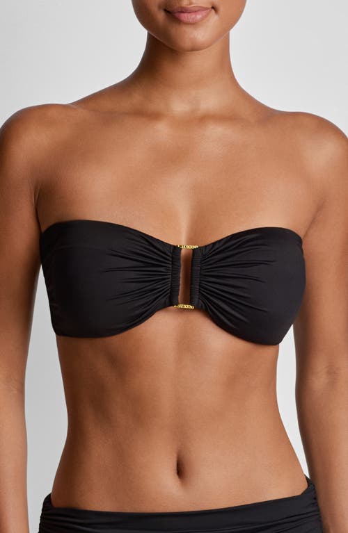Ralph Lauren Lauren Solid Metal Accent Bandeau Bikini Top