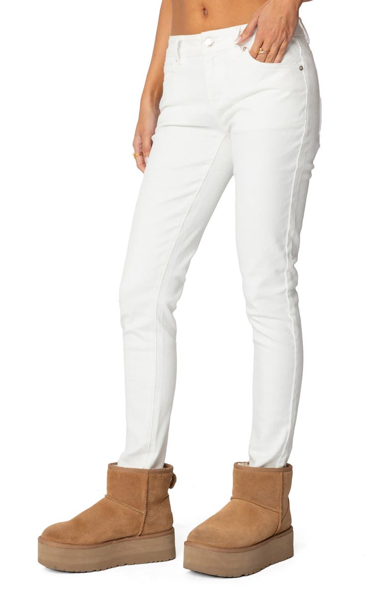 EDIKTED Berta Low Rise Skinny Jeans, Alternate, color, White