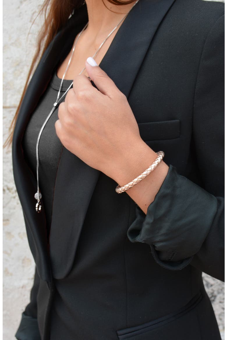 Nappa Braided Leather Bracelet, Alternate, color, ROSE GOLD