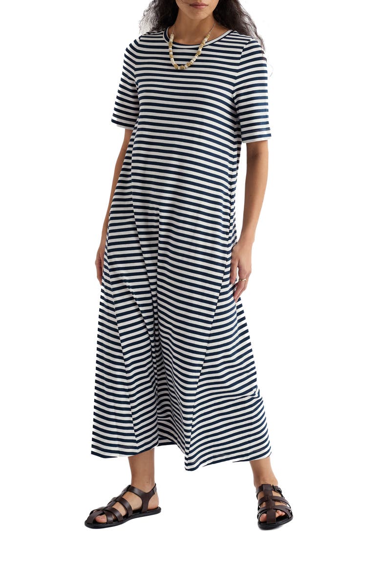 Ivey Stripe T-Shirt Dress, Main, color, MINI CORNISH MARITIME CHALK