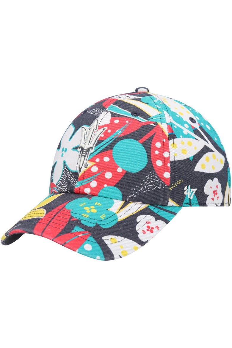 Women's '47 Charcoal Arizona State Sun Devils Plumeria Clean Up Adjustable Hat, Main, color, Charcoal