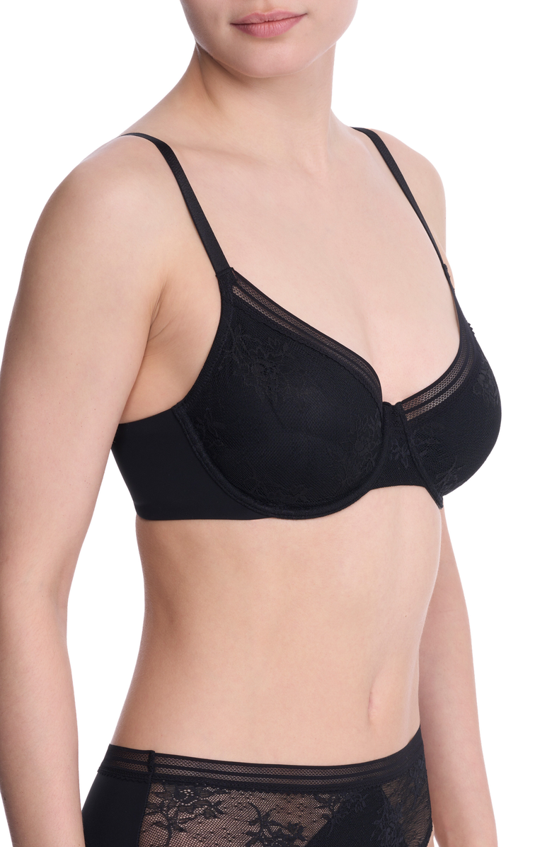 Natori Love Lace Unlined Back Smoothing T-Shirt Bra, Alternate, color, Black