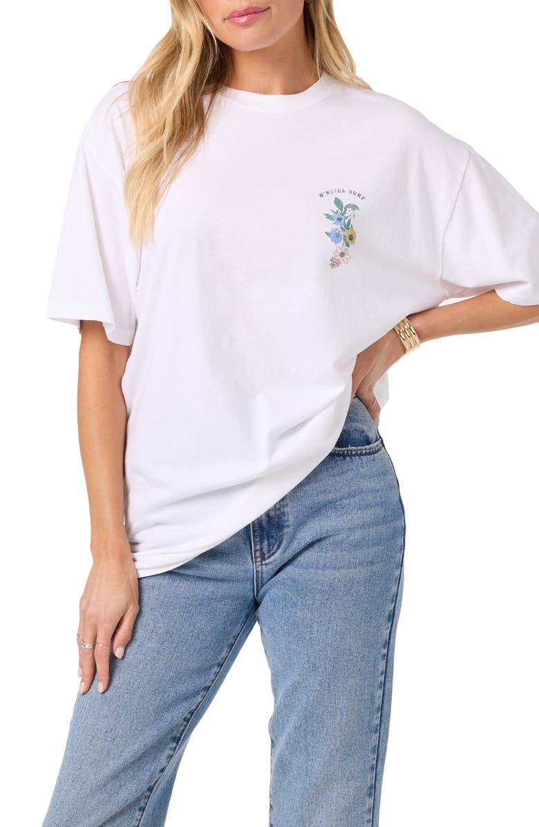 O'Neill Petal Oversize Cotton Graphic T-Shirt, Main, color, White