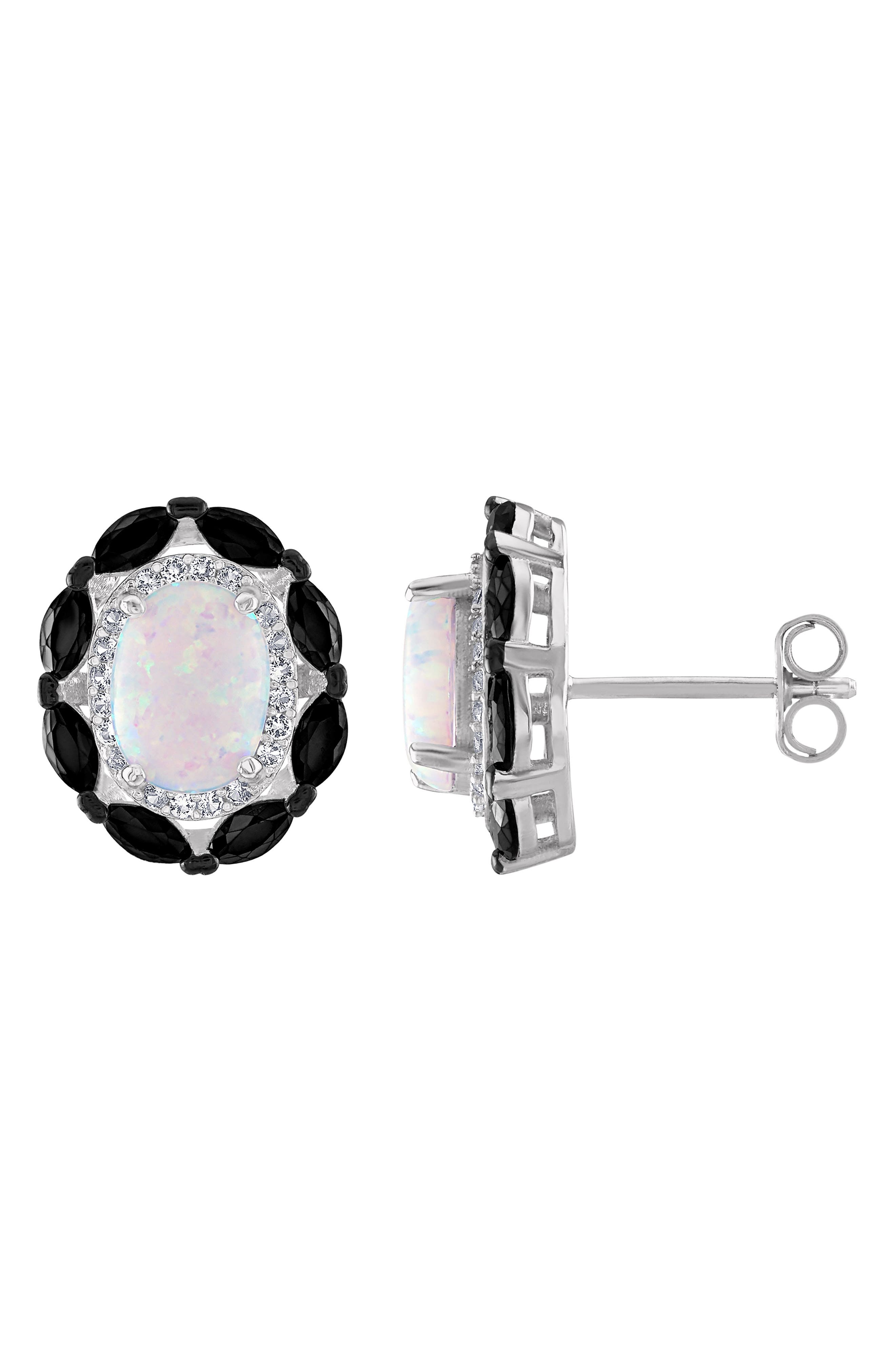 FZN Sterling Silver Oval Frame Stud Earrings