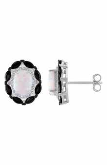 FZN Sterling Silver Oval Frame Stud Earrings