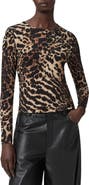 AllSaints Katlyn Leopard Print Jersey Top
