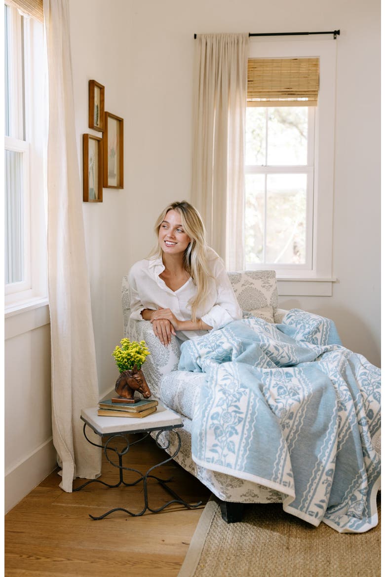 Clara Stripe Throw Blanket, Alternate, color, BLUE
