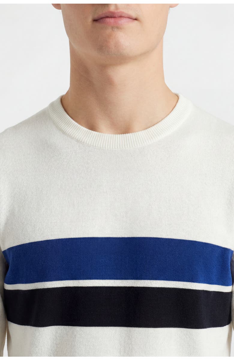 Solomon & Sage Men's Colorblock Stripe Crew Neck Knit Sweater, Alternate, color, Cream/Navy