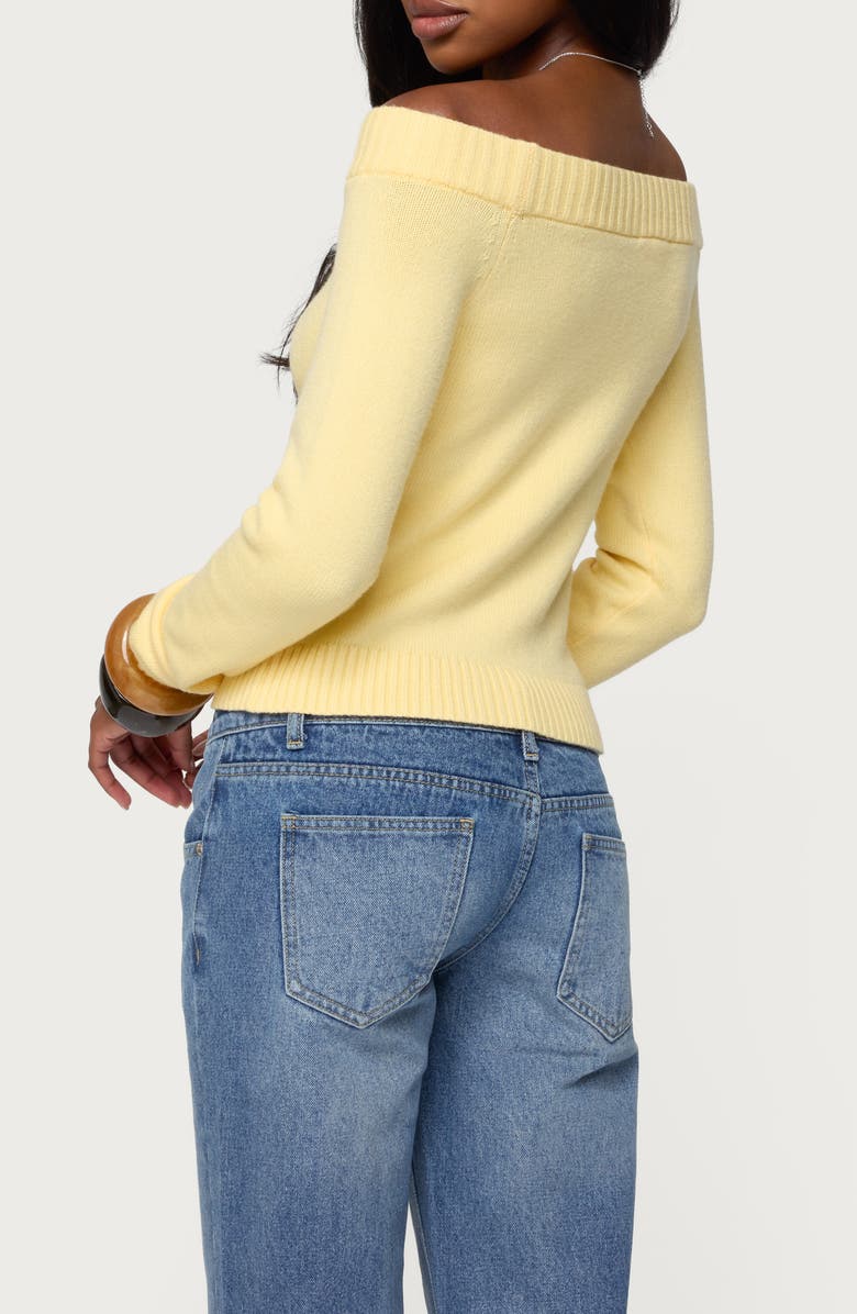 EDIKTED Elona Off the Shoulder Sweater, Alternate, color, Yellow