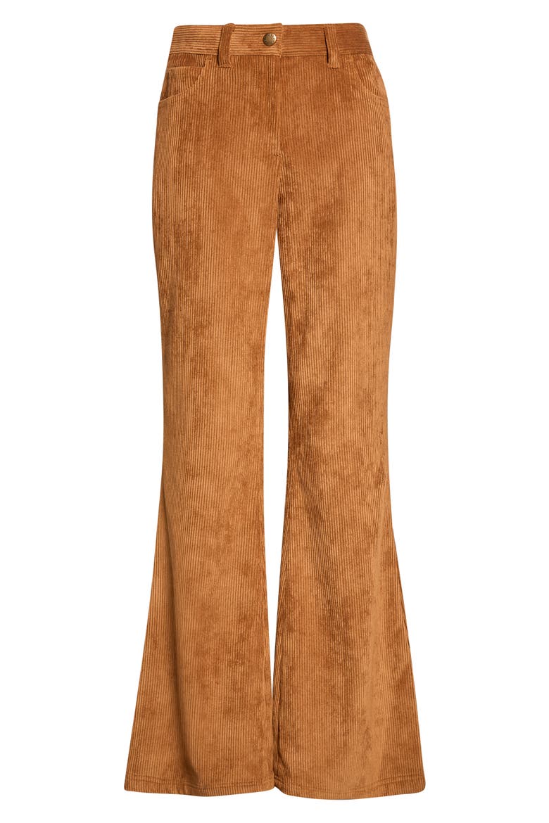 Corduroy Flare Leg Pants, Alternate, color, BROWN