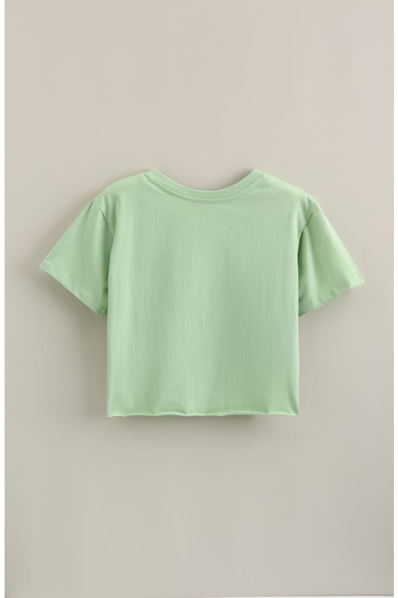 Kids' Crop Cotton Graphic T-Shirt, Alternate, color, GREEN GHOST FLOWERS