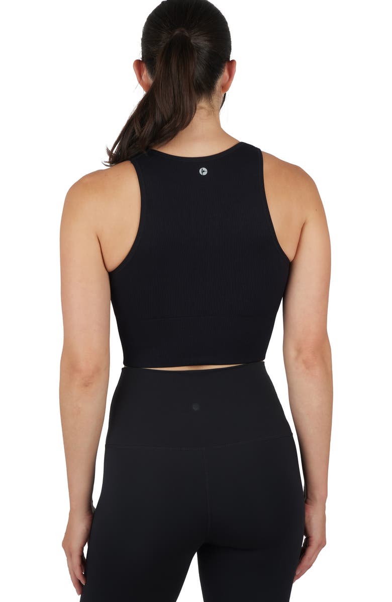 90 DEGREE BY REFLEX Seamless V-Neck Rib Crop Tank, Alternate, color, White/Black