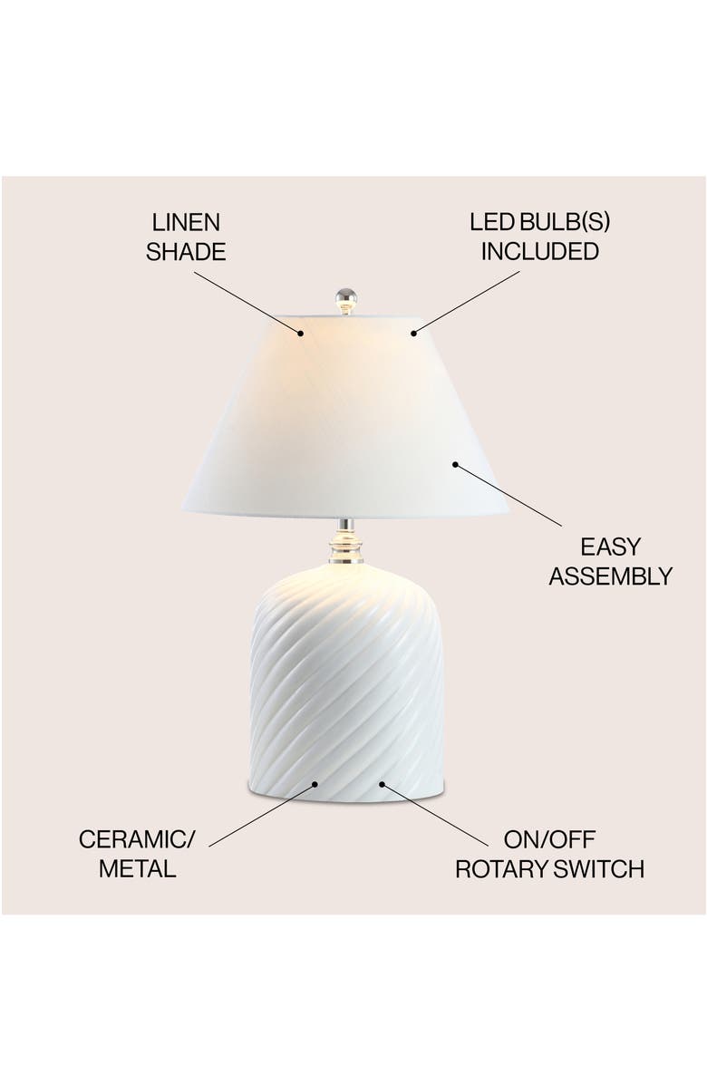 JONATHAN Y Serge Swirl 28.5" Ceramic Bohemian Glam LED Table Lamp, White, Alternate, color, White