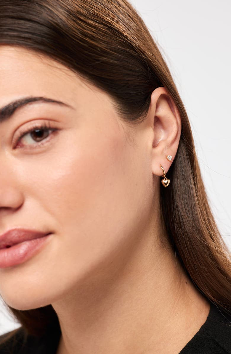 Ana Luisa Solid Yellow Gold - Diamond Heart Studs, Alternate, color, Gold