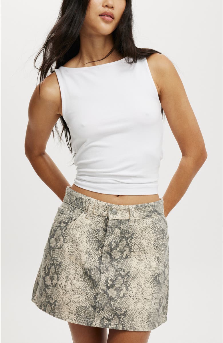Cotton On Women's Original Denim Mini Skirt, Alternate, color, Snake