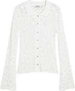 Desigual Floral Jacquard Sheer Button-Up Shirt