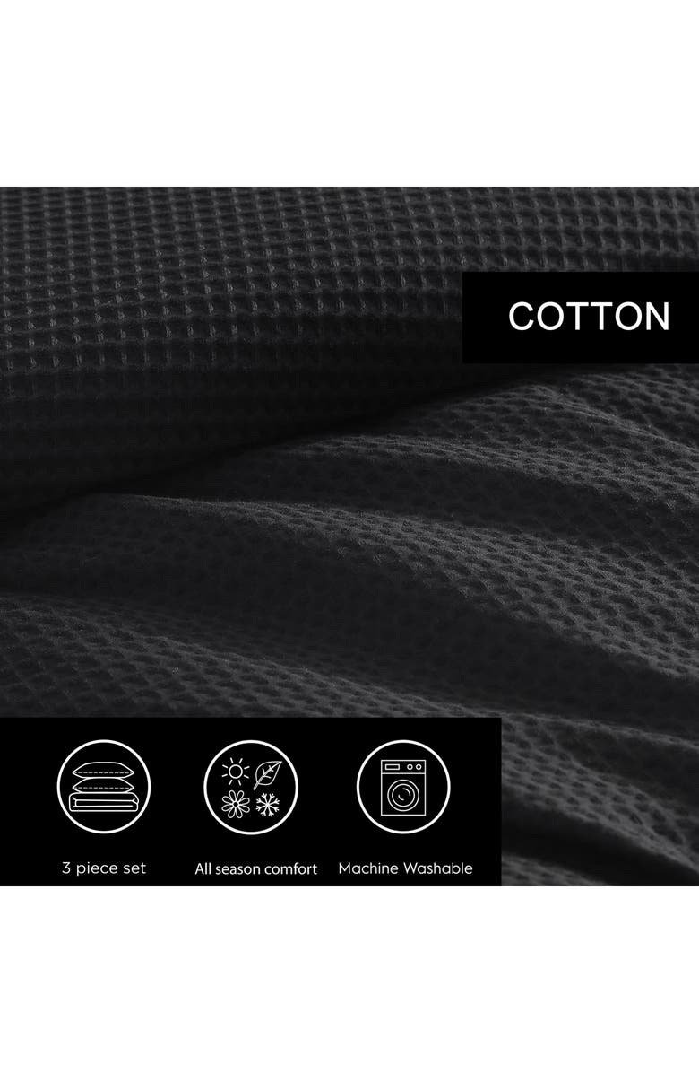Vera Wang Waffle Piqué Duvet & Shams Set, Alternate, color, Black