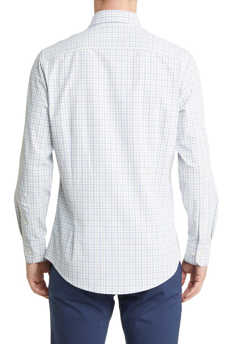 Leeward Trim Fit Ludlow Check Performance Button-Up Shirt, Alternate, color, WHITE