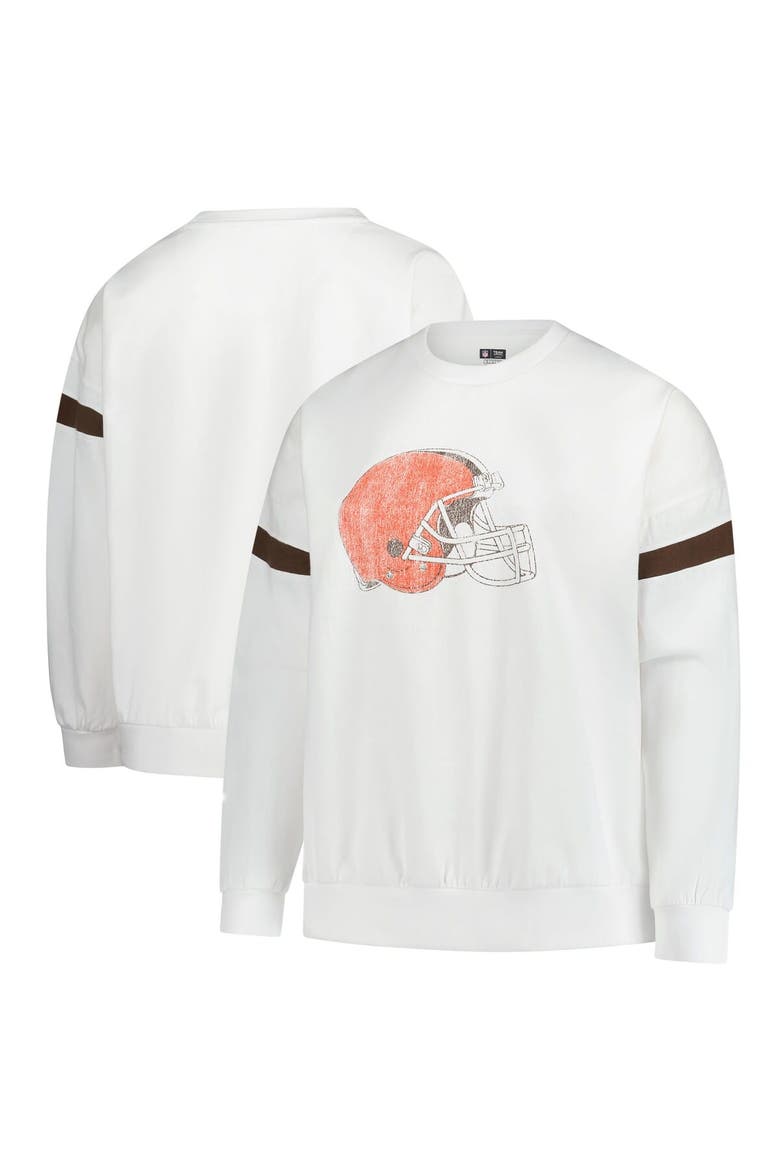 Women's Fanatics  White Cleveland Browns Plus Size Fleece Pullover Sweatshirt, Main, color, White
