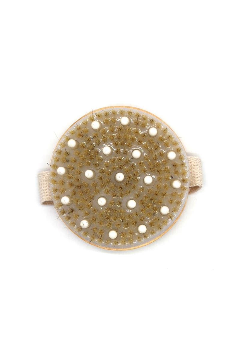 PURSONIC Bath Brush and Rubber Massager with Lotus wooden handle, Main, color, Ivory