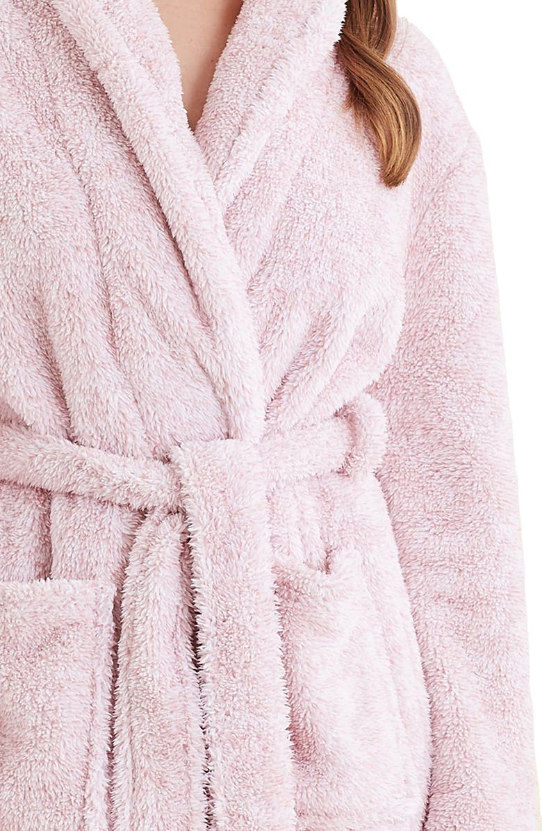 Papinelle Cosy Plush Mid Length Robe, Alternate, color, Pink