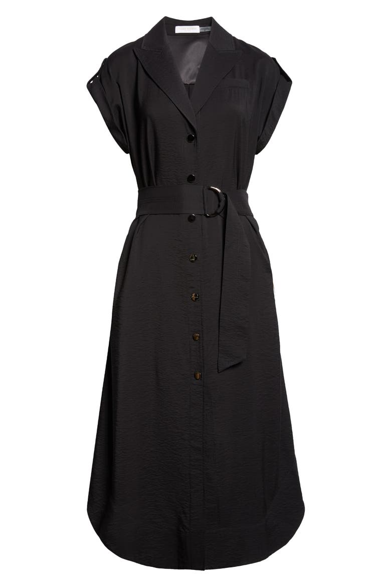 Celia Belted Midi Dress, Alternate, color, BLACK