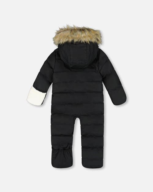 Deux Par Deux Gender Inclusive One-piece Snug Snowsuit Designed For Car Seat In Black