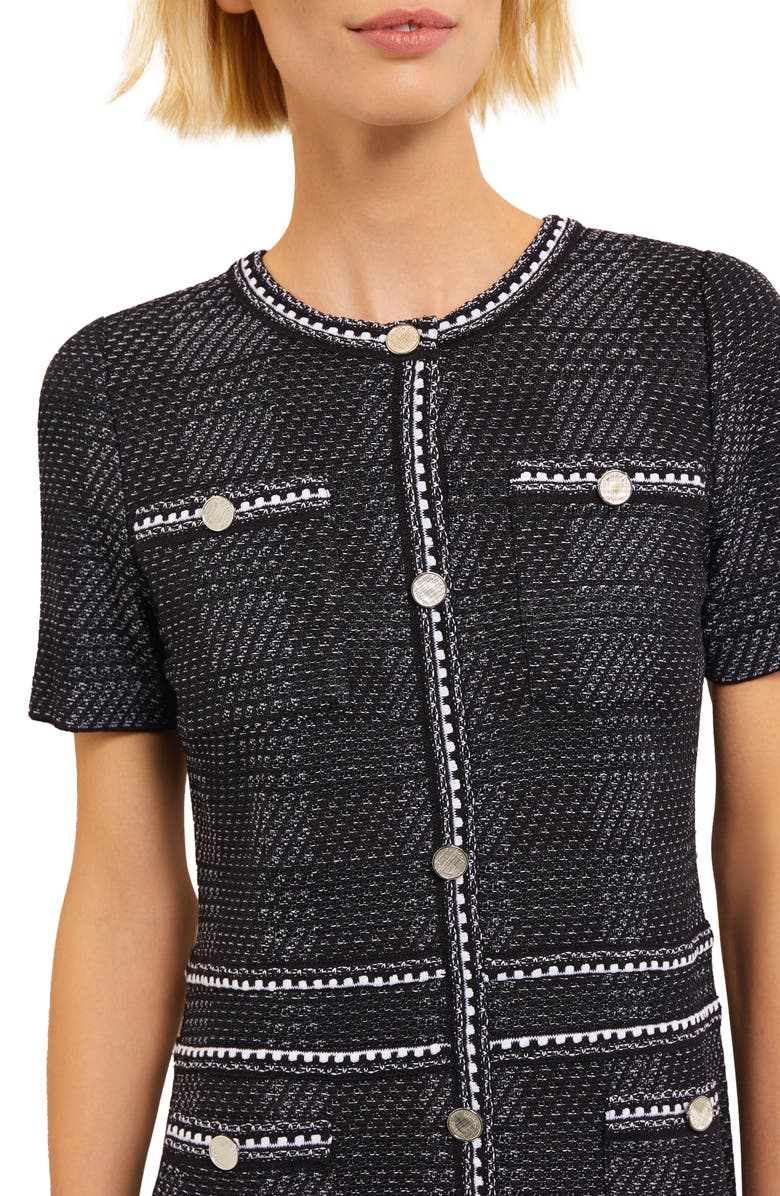 Misook Bold Plaid Knit Sheath Dress, Alternate, color, 