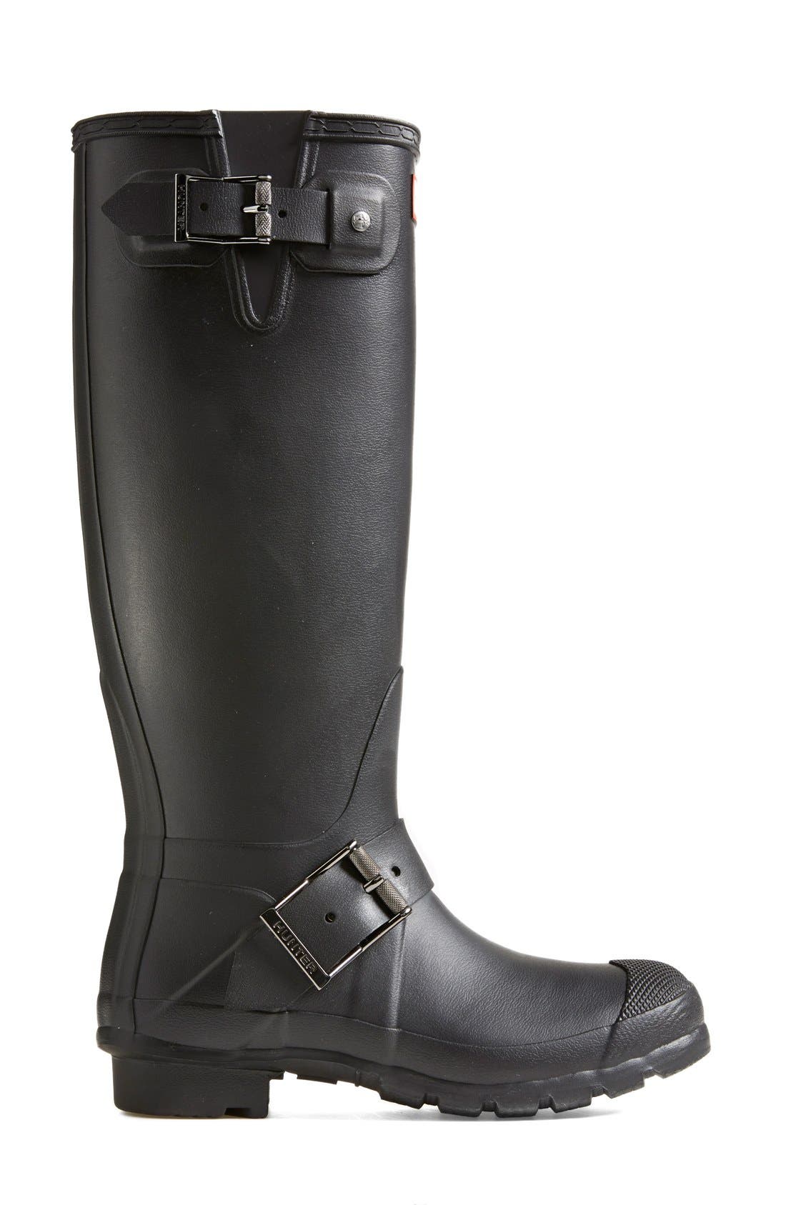 'Tall Moto' Rain Boot (Nordstrom Exclusive), Alternate, color, BLACK