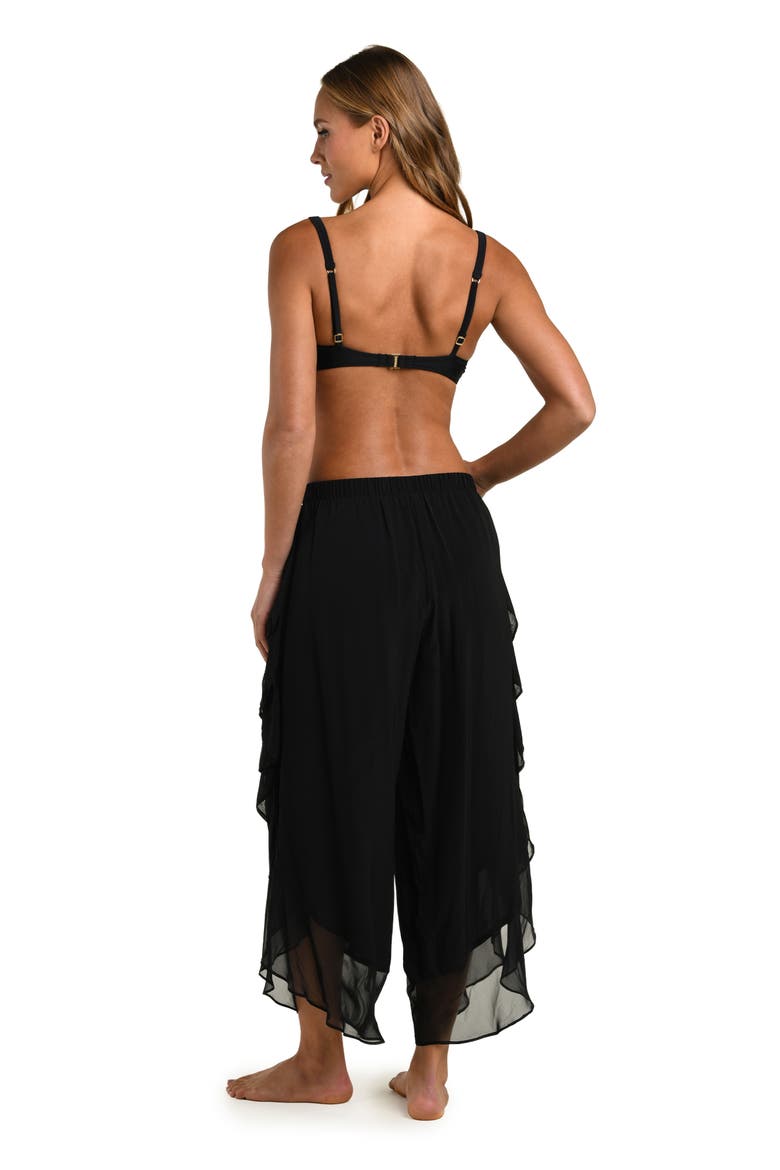 Adonis Ruffle Crop Chiffon Cover-Up Pants, Alternate, color, BLACK