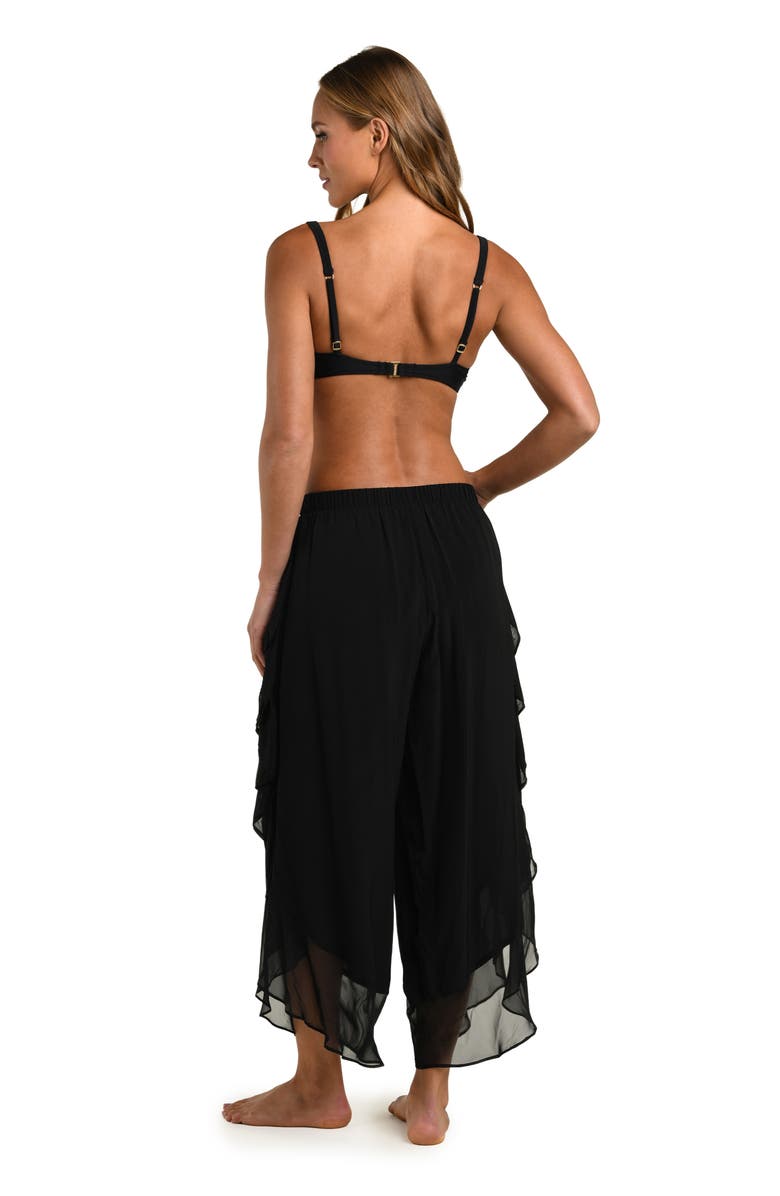 L'AGENCE Adonis Ruffle Crop Chiffon Cover-Up Pants, Alternate, color, Black