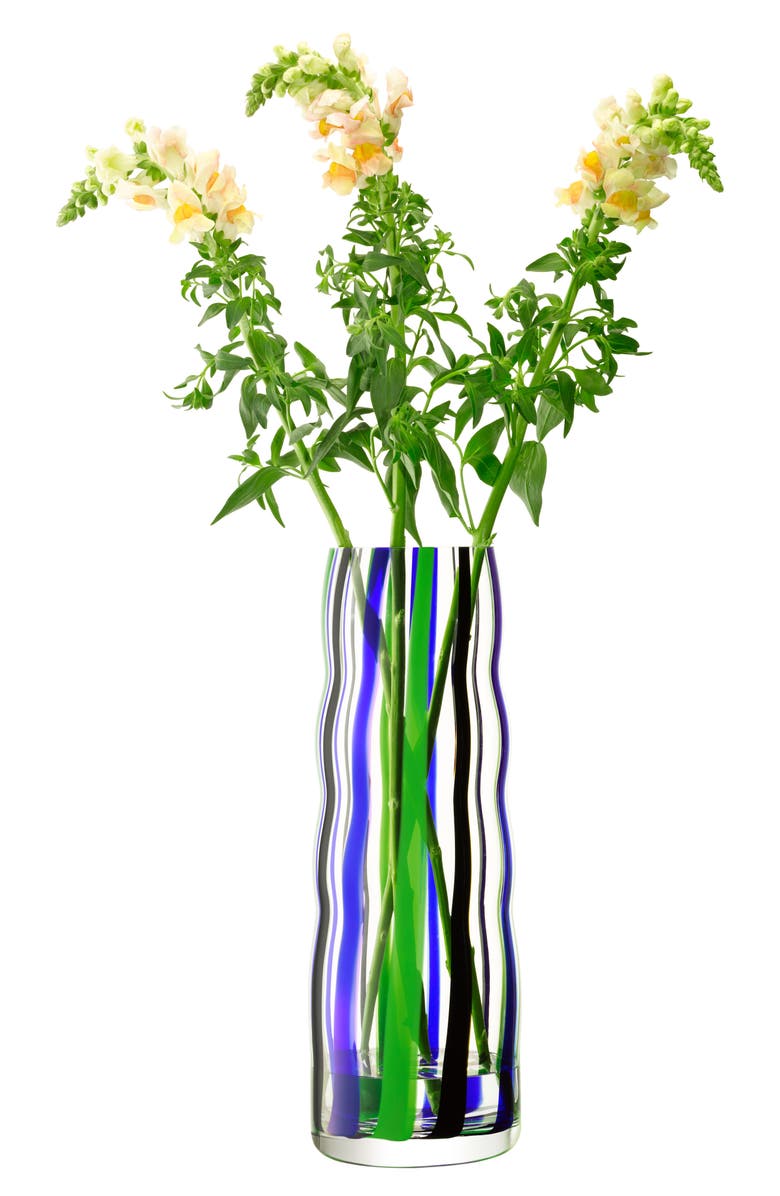 LSA Folk Glass Vase, Alternate, color, Black/ Blue