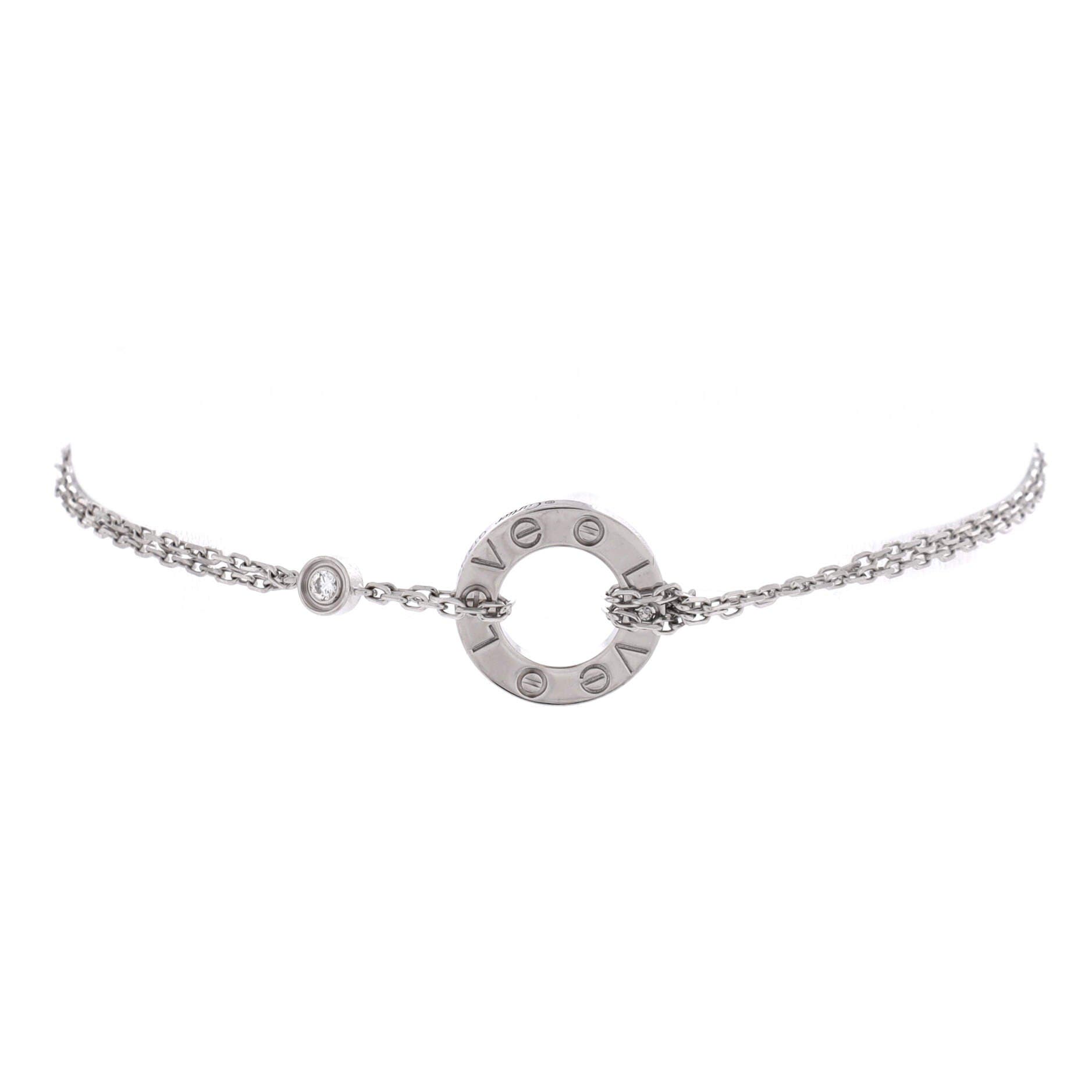 2 Diamonds Love Bracelet 18K White Gold with Diamonds, Main, color, Metallic Gold