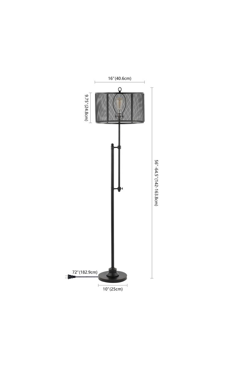 JONATHAN Y Noah Modern Industrial Iron Height-Adjustable LED Floor Lamp, Alternate, color, Charcoal/Black