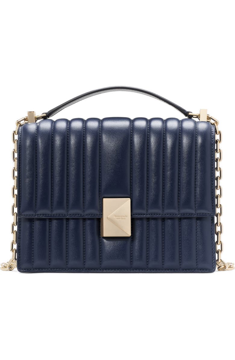 Kate Spade New York deco quilted leather convertible crossbody bag, Main, color, Parisian Navy