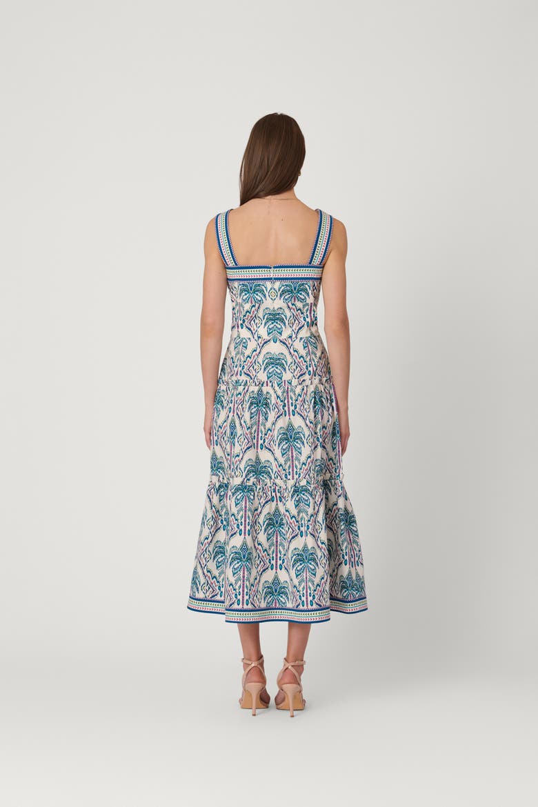 Balinese Palm Print Brook Dress, Alternate, color, Ivory/Blue Multi