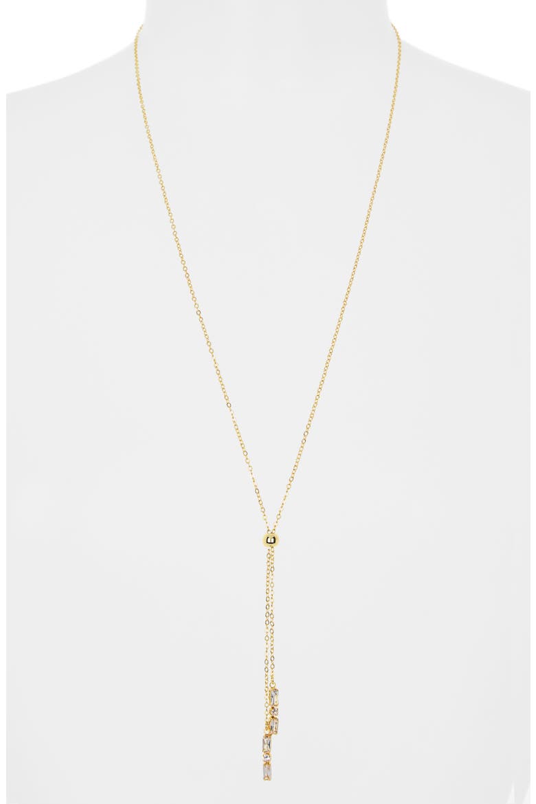 Cubic Zirconia Y-Lariat Necklace, Alternate, color, CLEAR- GOLD