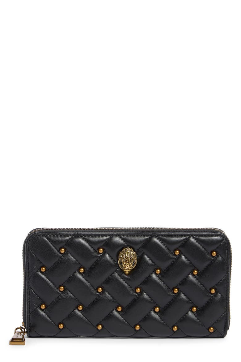 Kensington Stud Leather Wallet, Main, color, BLACK/COMB